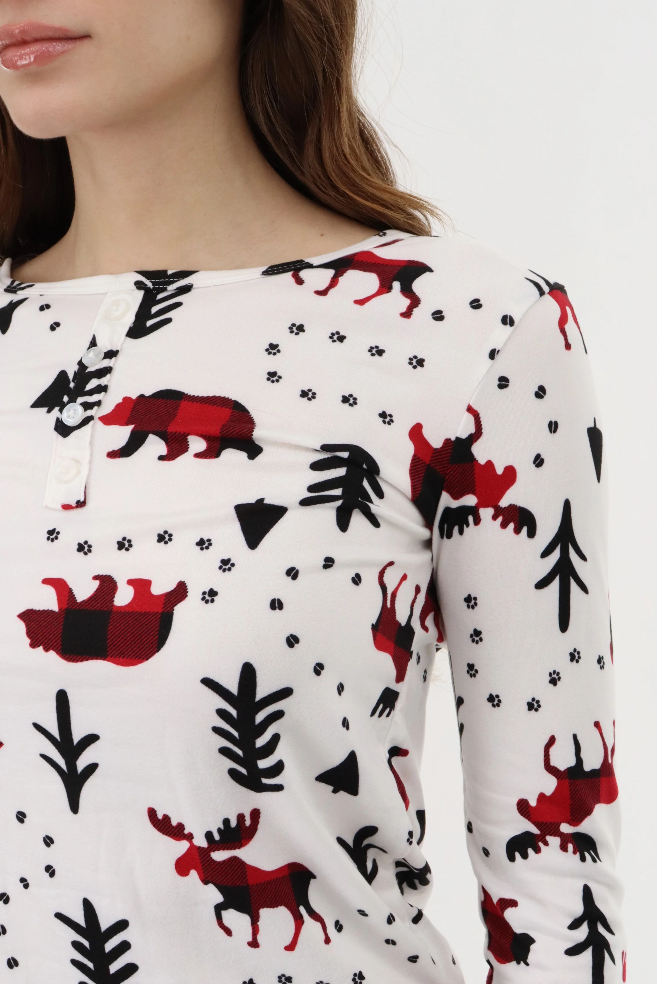 Canada Weather Gear Long Sleeve Festive Pajama Top - White - Image 4