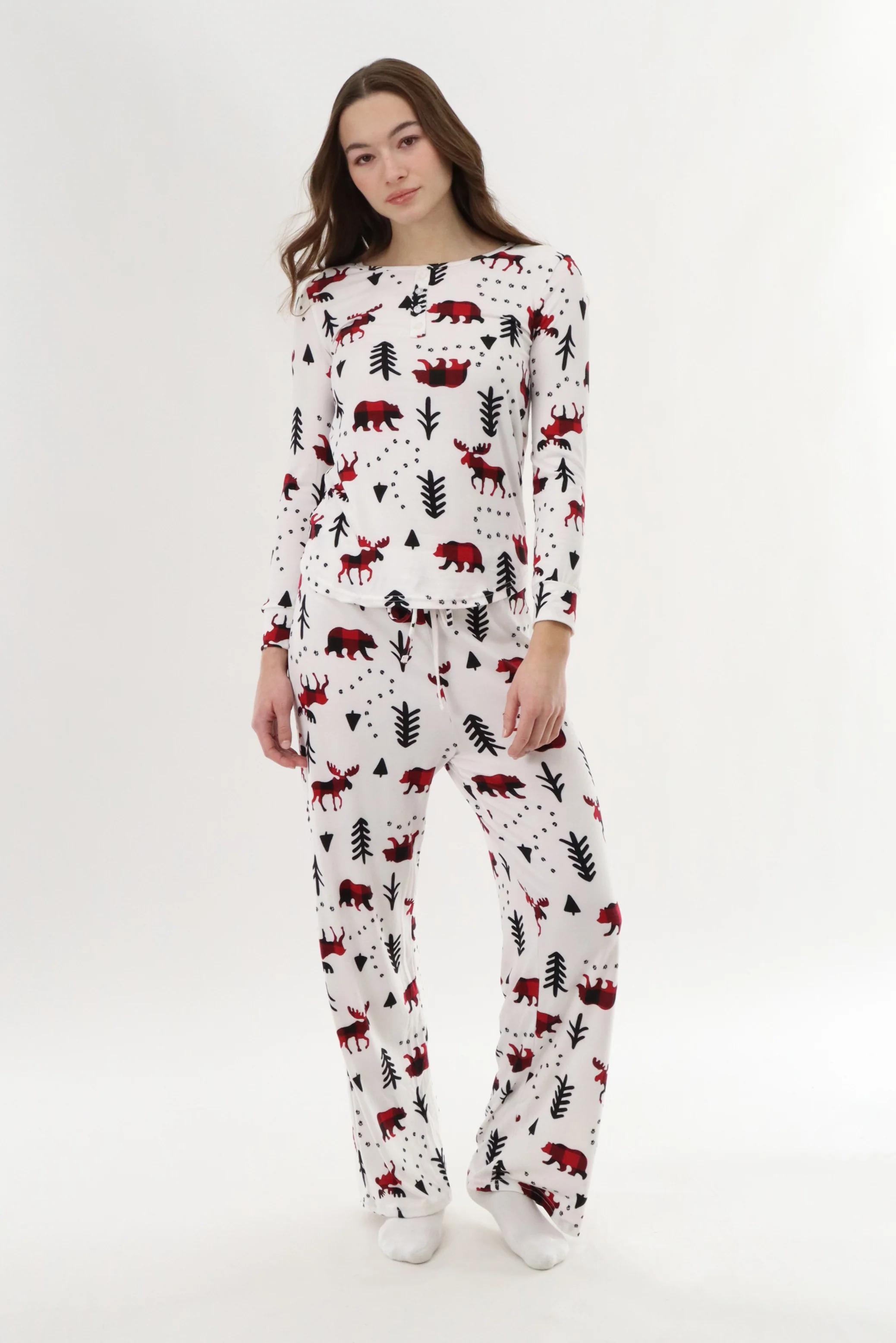 Canada Weather Gear Long Sleeve Festive Pajama Top - White - Image 5