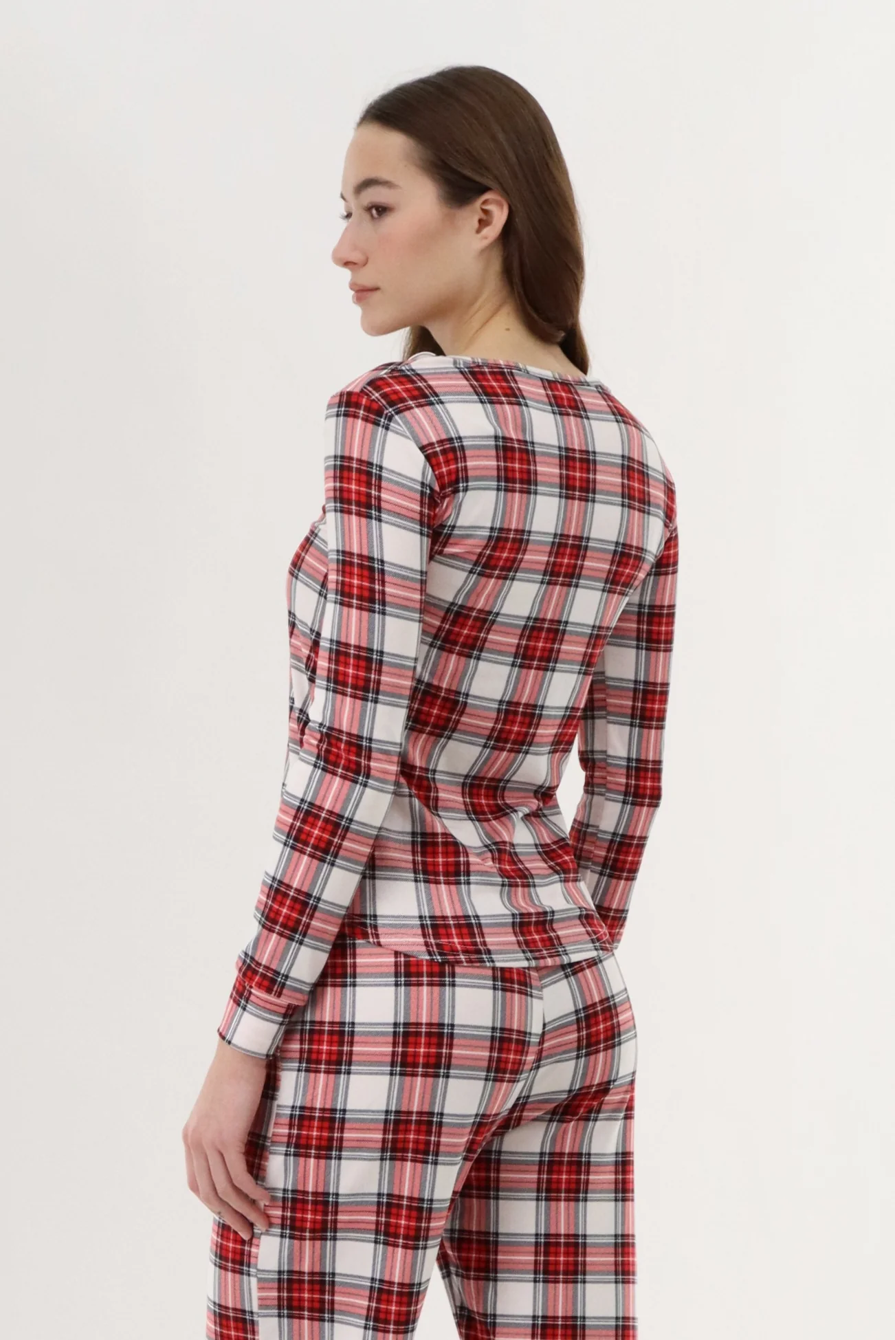 Canada Weather Gear Long Sleeve Plaid Pajama Top - White - Image 3