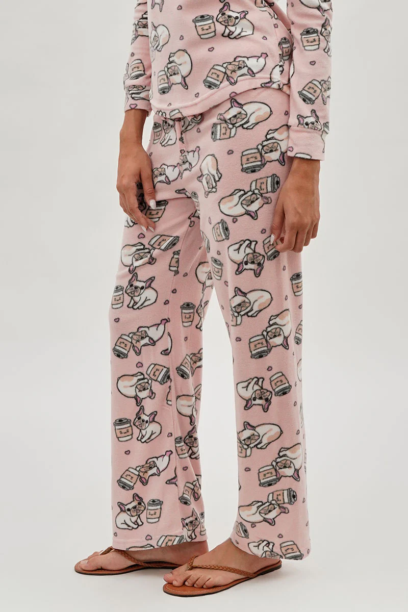 Canada Weather Gear Pug Print Wide Leg Pajama Pants - Pink - Image 2