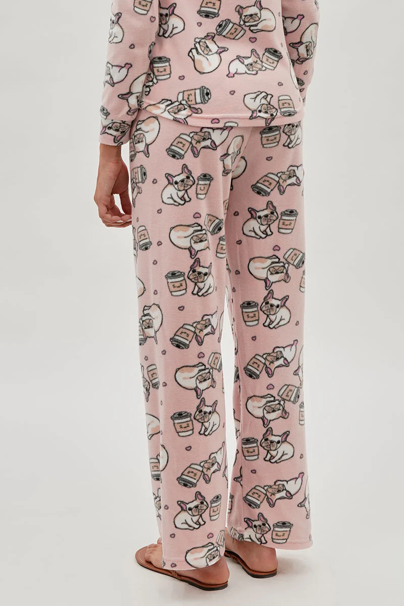 Canada Weather Gear Pug Print Wide Leg Pajama Pants - Pink - Image 3