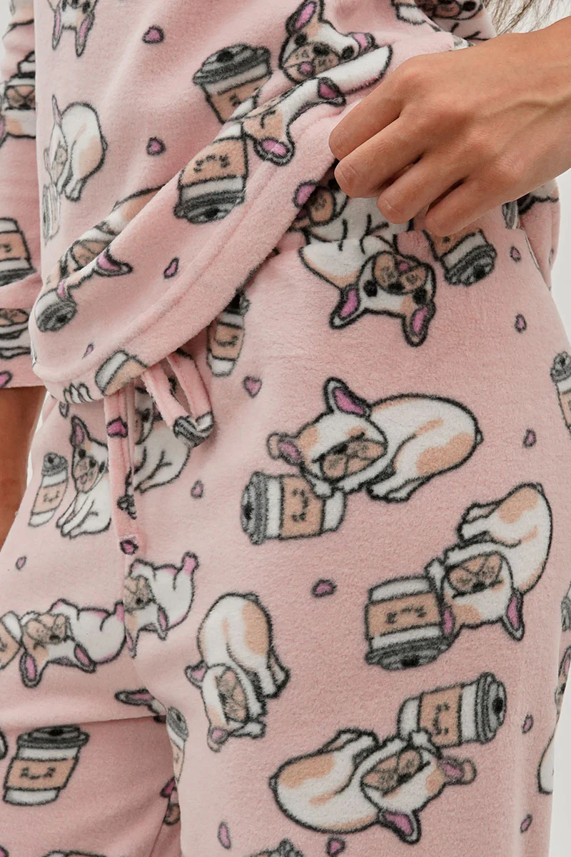 Canada Weather Gear Pug Print Wide Leg Pajama Pants - Pink - Image 4