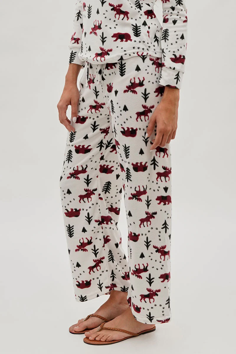 Canada Weather Gear Winter Print Wide Leg Pajama Pants - White - Image 2