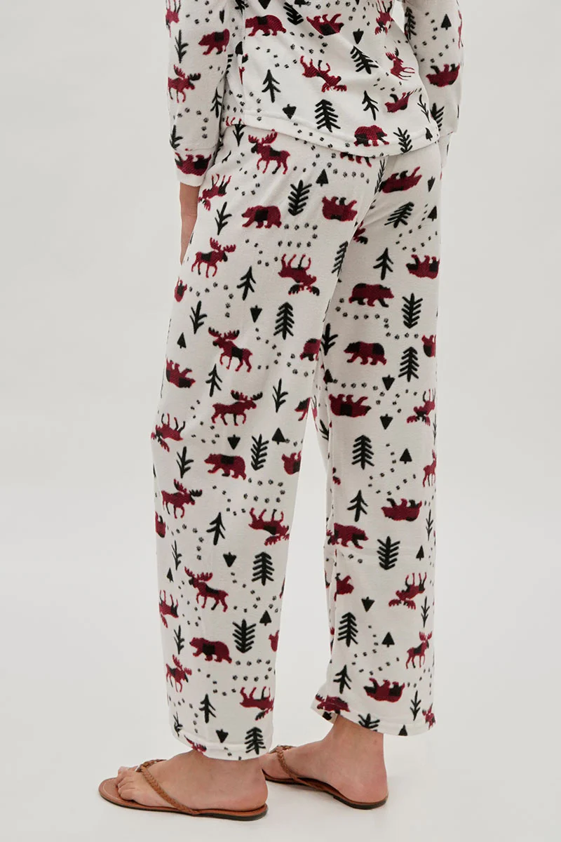 Canada Weather Gear Winter Print Wide Leg Pajama Pants - White - Image 3