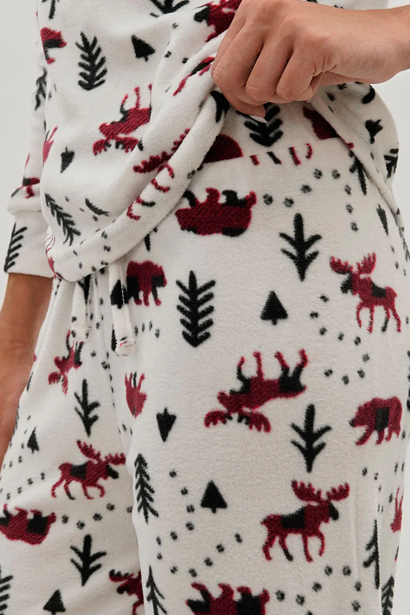 Canada Weather Gear Winter Print Wide Leg Pajama Pants - White - Image 4