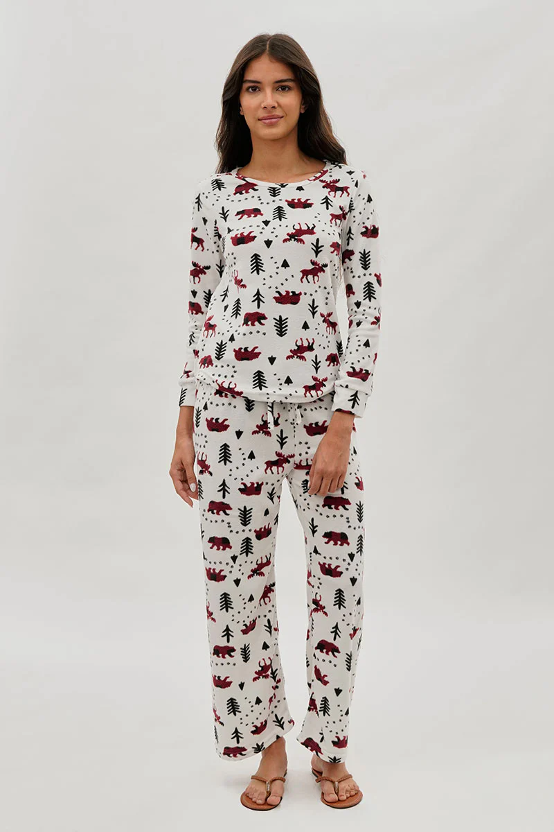 Canada Weather Gear Winter Print Wide Leg Pajama Pants - White - Image 5