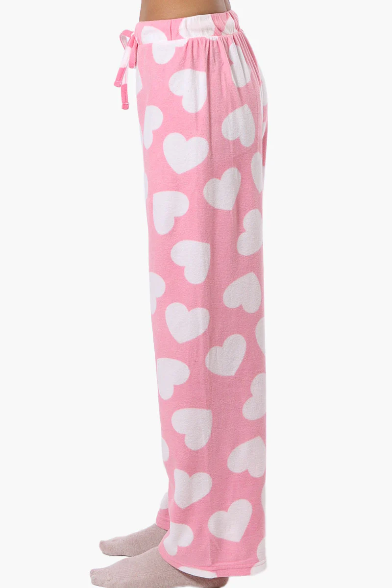 Canada Weather Gear Heart Pattern Wide Leg Pajama Pants - Pink - Image 2