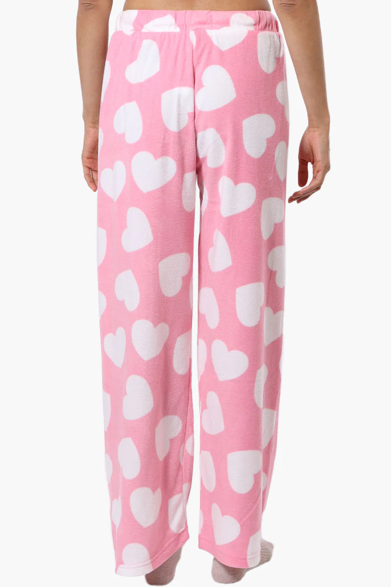 Canada Weather Gear Heart Pattern Wide Leg Pajama Pants - Pink - Image 3