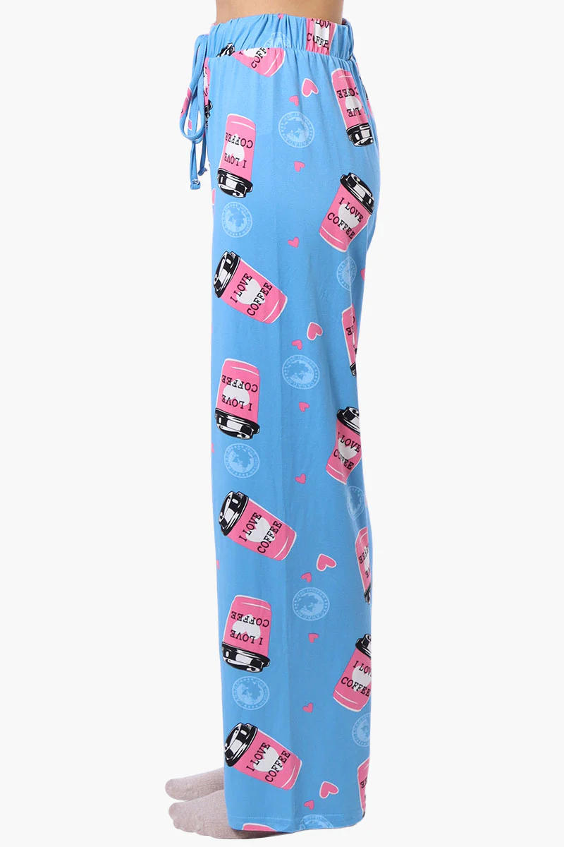 Canada Weather Gear Coffee Pattern Wide Leg Pajama Pants - Blue - Image 2