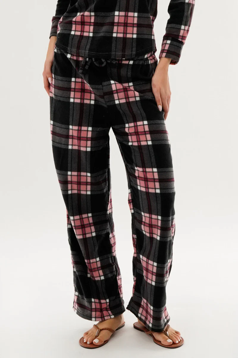Canada Weather Gear Plaid Wide Leg Pajama Pants - Black