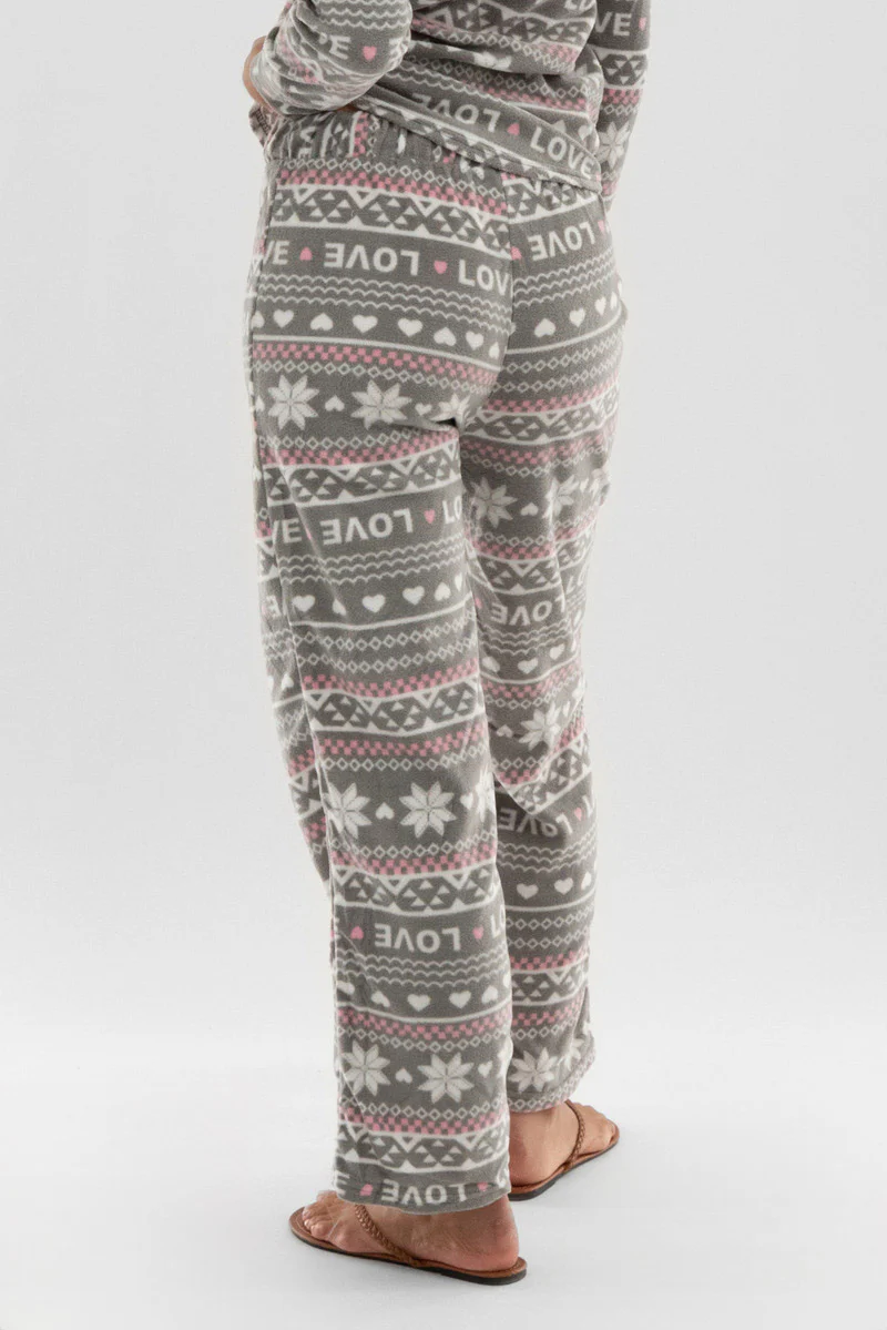 Canada Weather Gear Festive Print Wide Leg Pajama Pants - Grey - Image 3