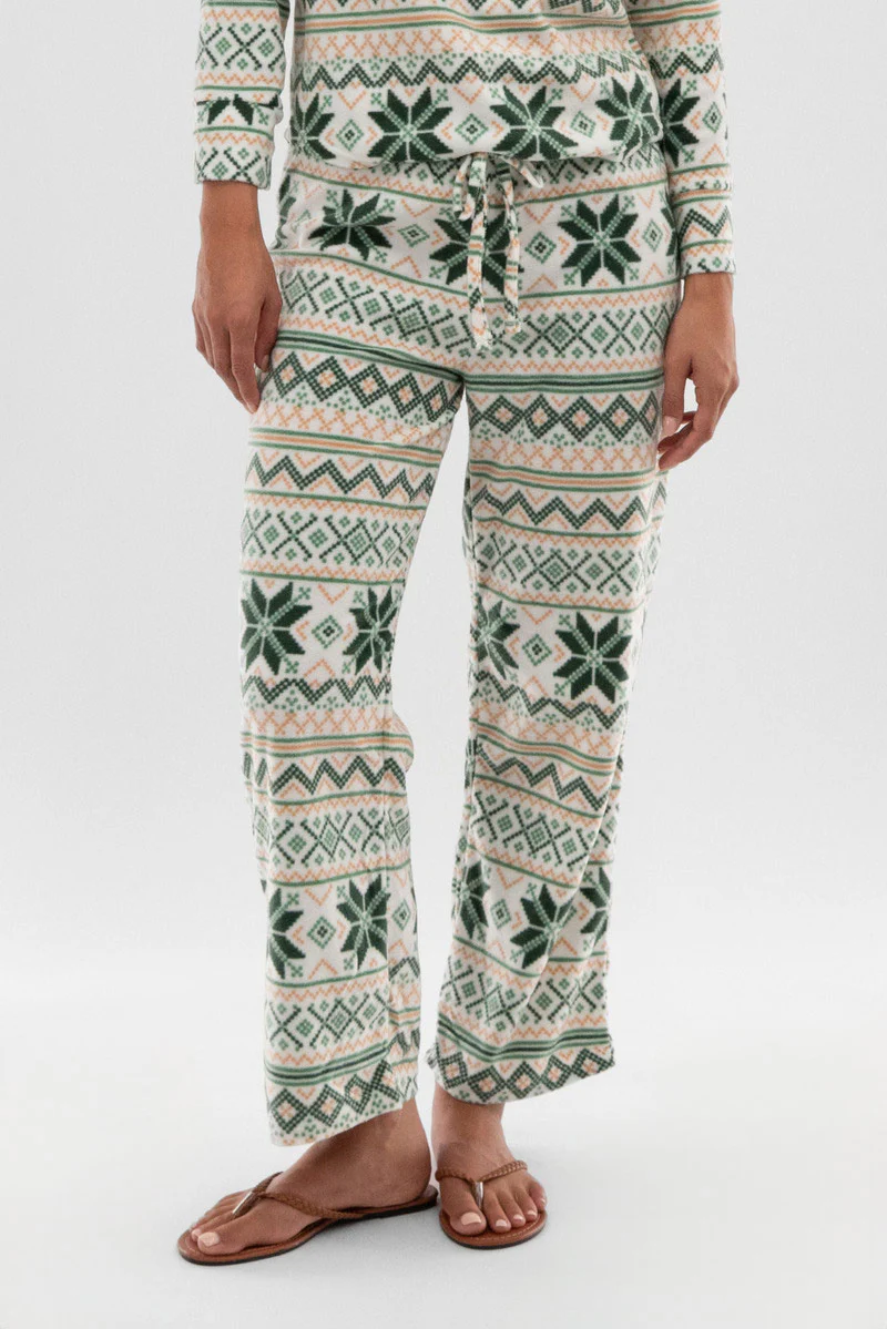 Canada Weather Gear Festive Print Wide Leg Pajama Pants - White