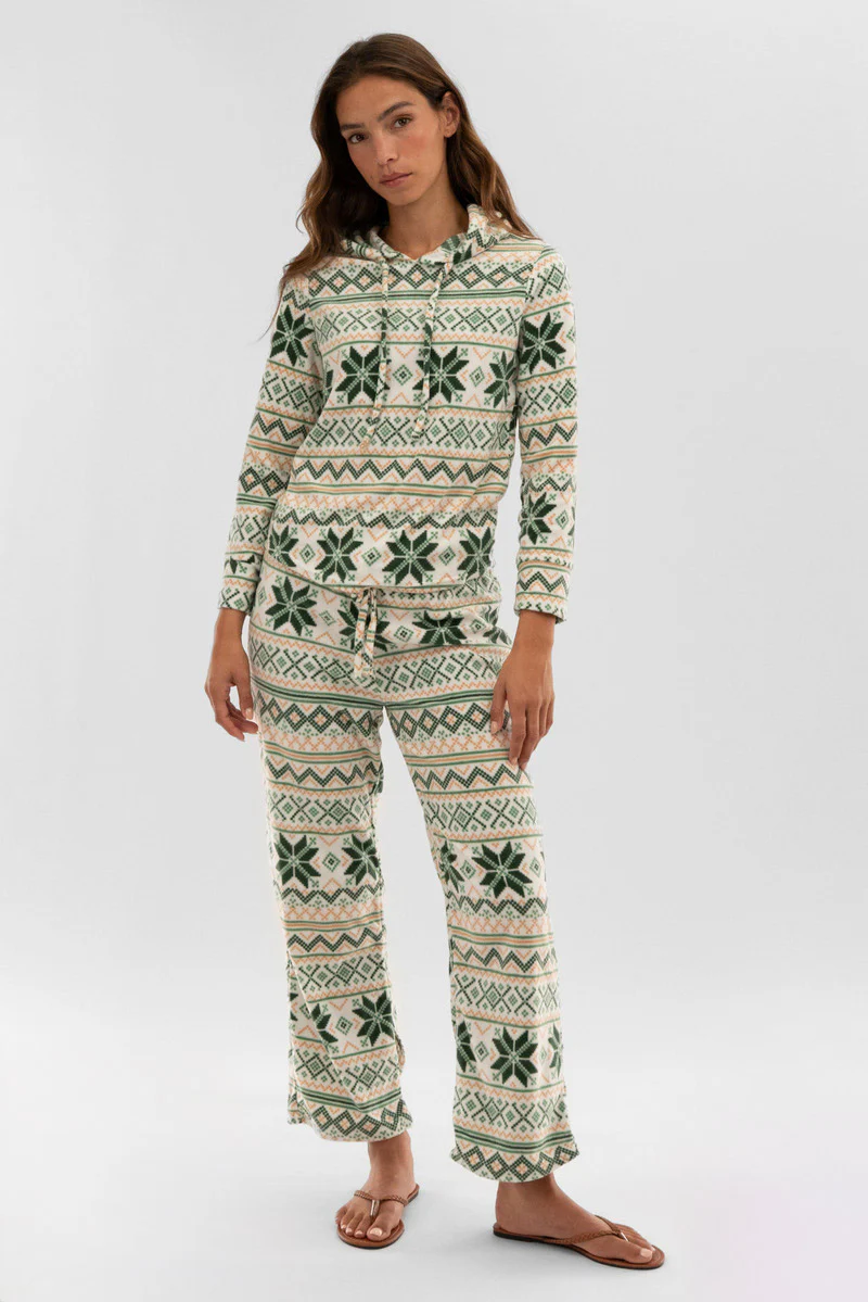 Canada Weather Gear Festive Print Wide Leg Pajama Pants - White - Image 5