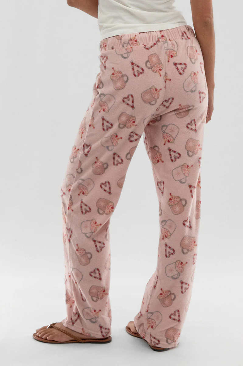 Canada Weather Gear Festive Print Wide Leg Pajama Pants - Pink - Image 3