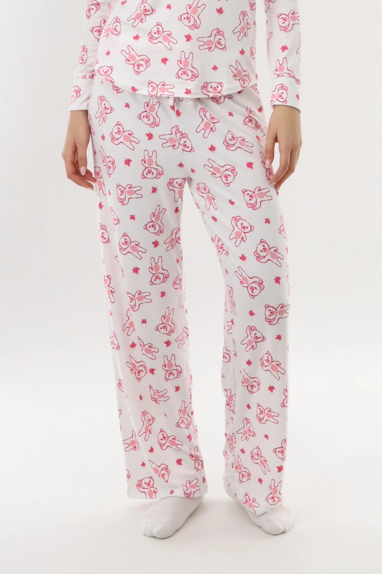 Canada Weather Gear Teddy Bear Pajama Pants - White