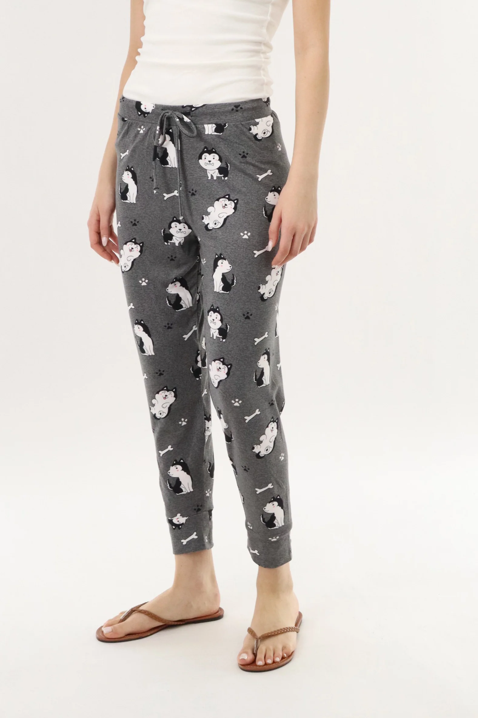 Canada Weather Gear Puppy Print Jogger Pajama Pants - Grey - Image 3