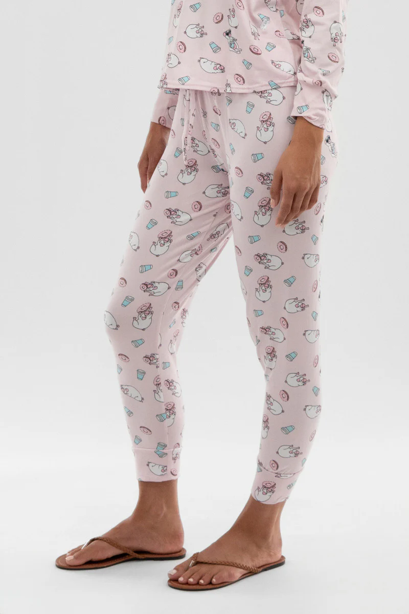 Canada Weather Gear Dog Print Tie Waist Pajama Pants - Blush - Image 2