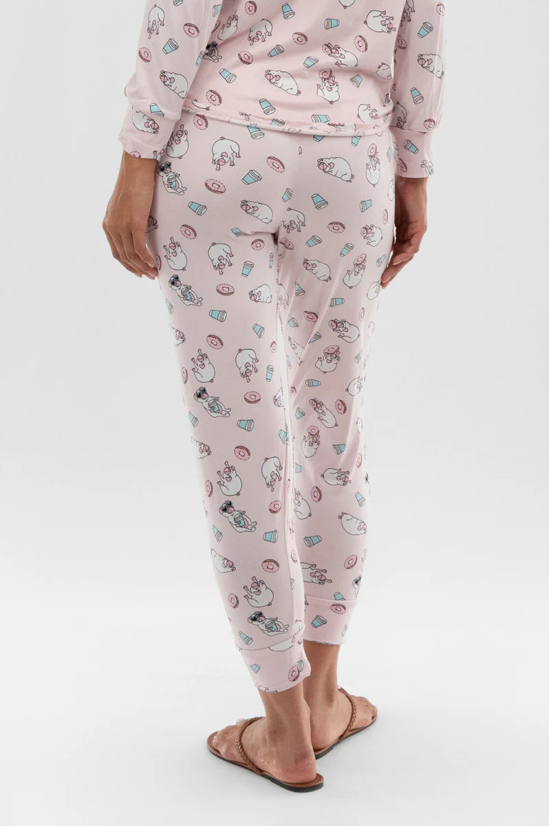 Canada Weather Gear Dog Print Tie Waist Pajama Pants - Blush - Image 3