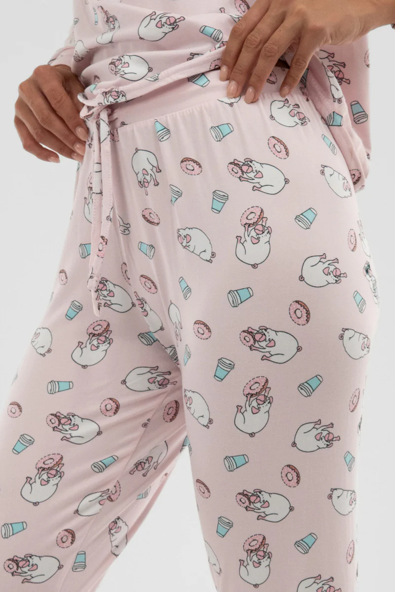 Canada Weather Gear Dog Print Tie Waist Pajama Pants - Blush - Image 4