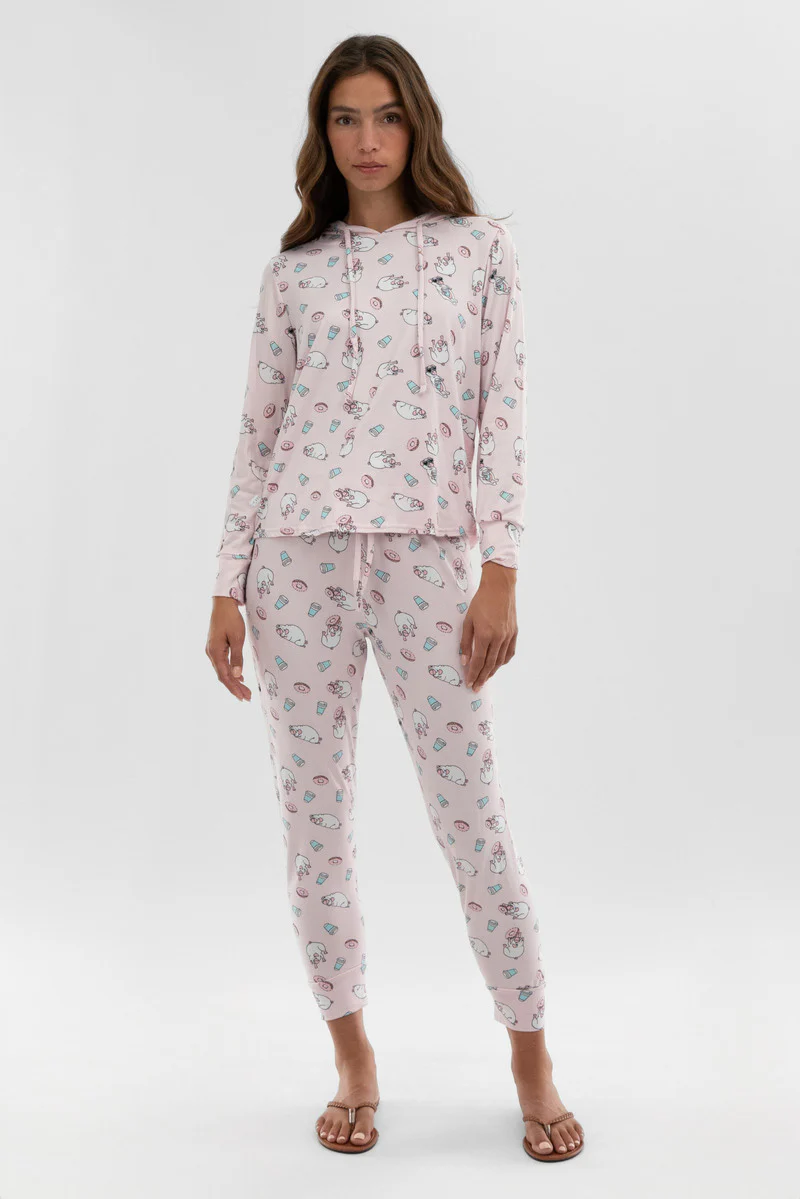Canada Weather Gear Dog Print Tie Waist Pajama Pants - Blush - Image 5