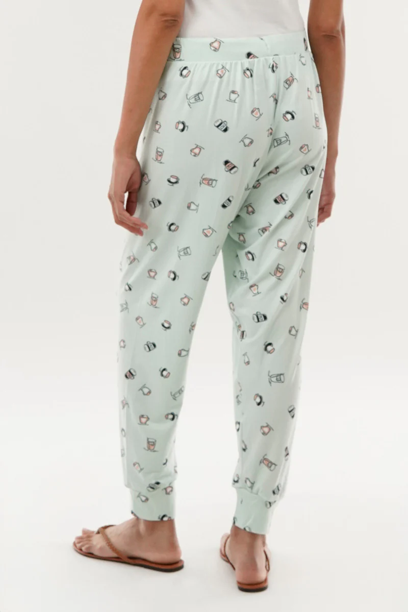 Canada Weather Gear Coffee Print Tie Waist Pajama Pants - Mint - Image 3