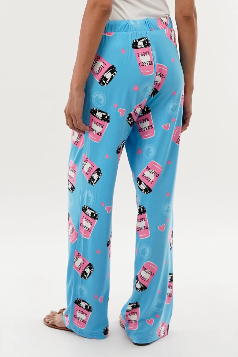 Canada Weather Gear Coffee Print Wide Leg Pajama Pants - Blue - Image 3