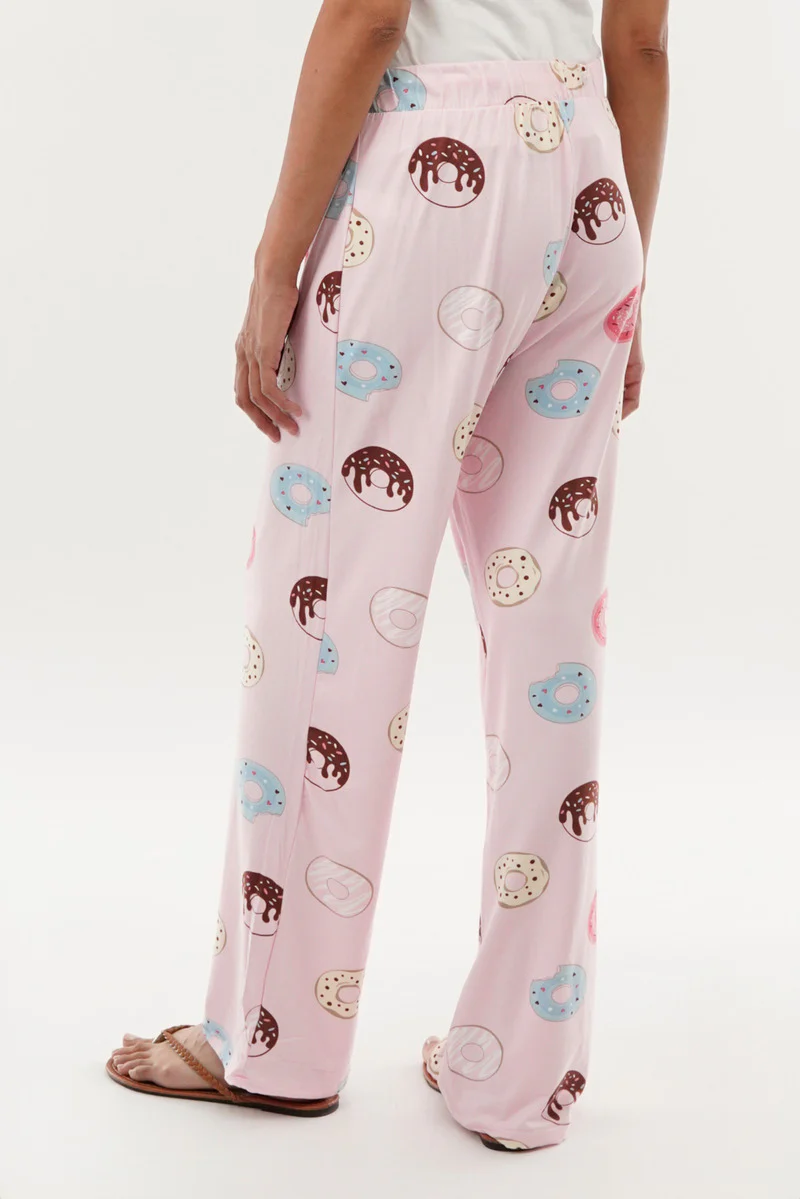 Canada Weather Gear Doughnut Print Wide Leg Pajama Pants - Pink - Image 3