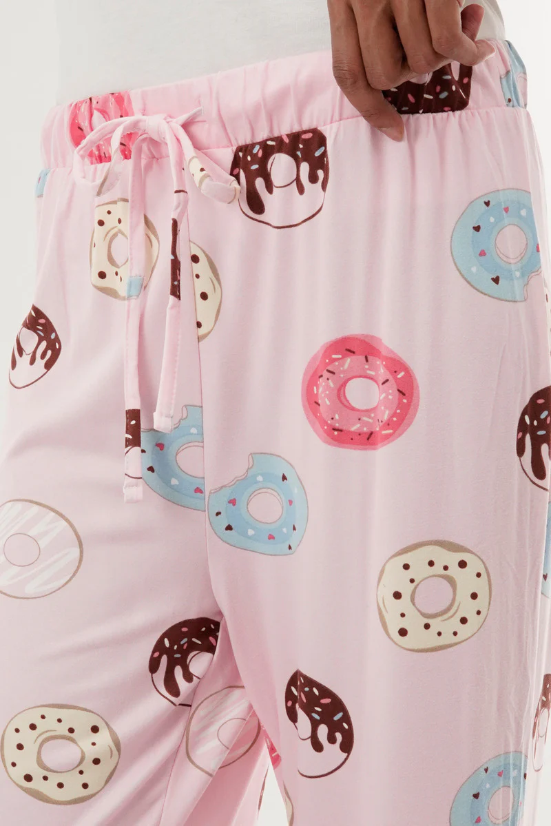 Canada Weather Gear Doughnut Print Wide Leg Pajama Pants - Pink - Image 4