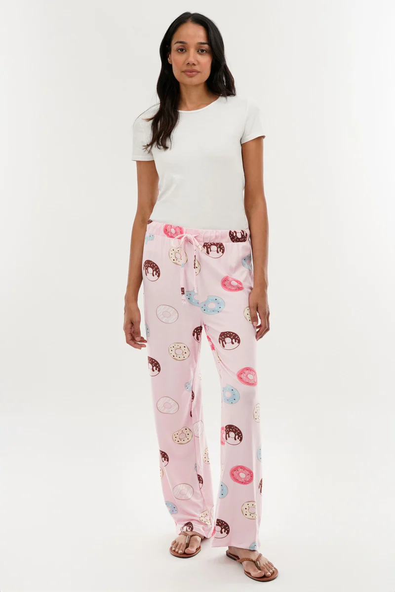 Canada Weather Gear Doughnut Print Wide Leg Pajama Pants - Pink - Image 5