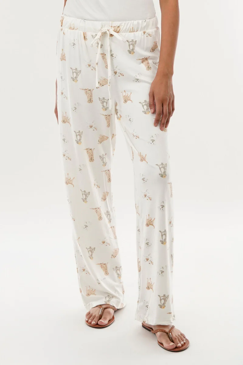 Canada Weather Gear Dog Print Wide Leg Pajama Pants - Beige