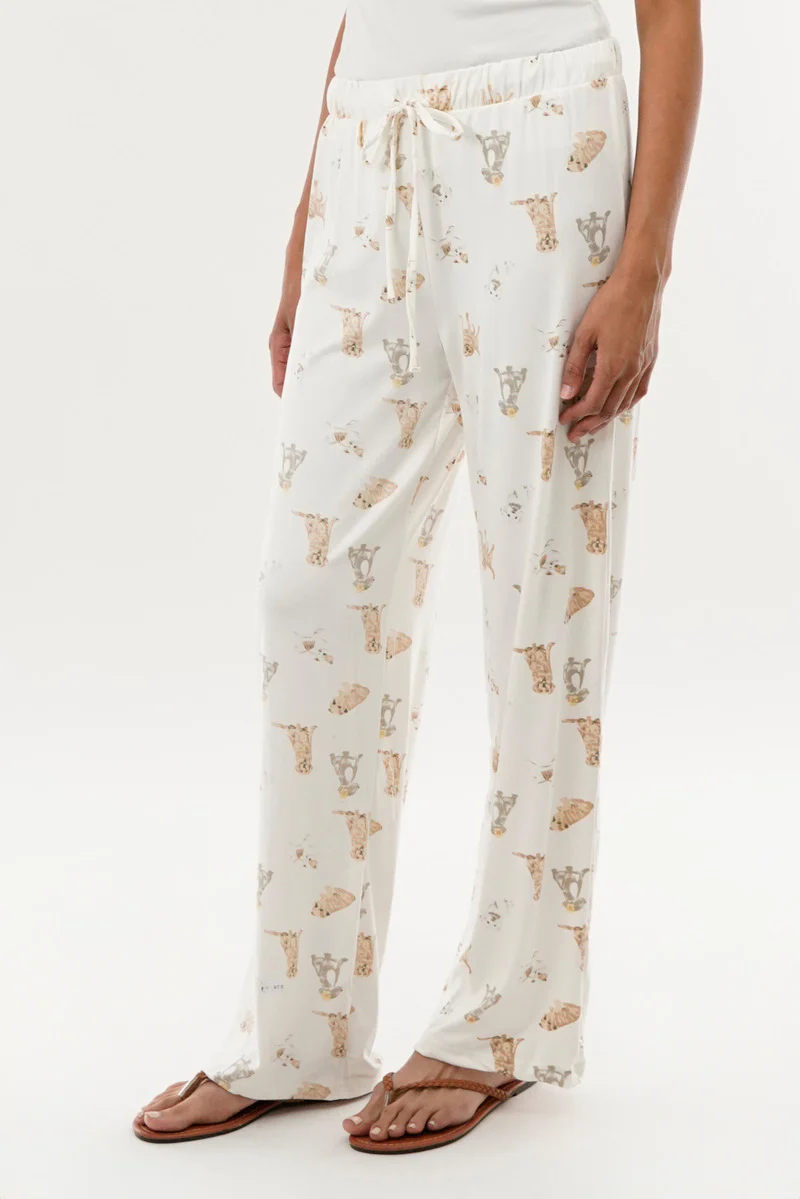 Canada Weather Gear Dog Print Wide Leg Pajama Pants - Beige - Image 2
