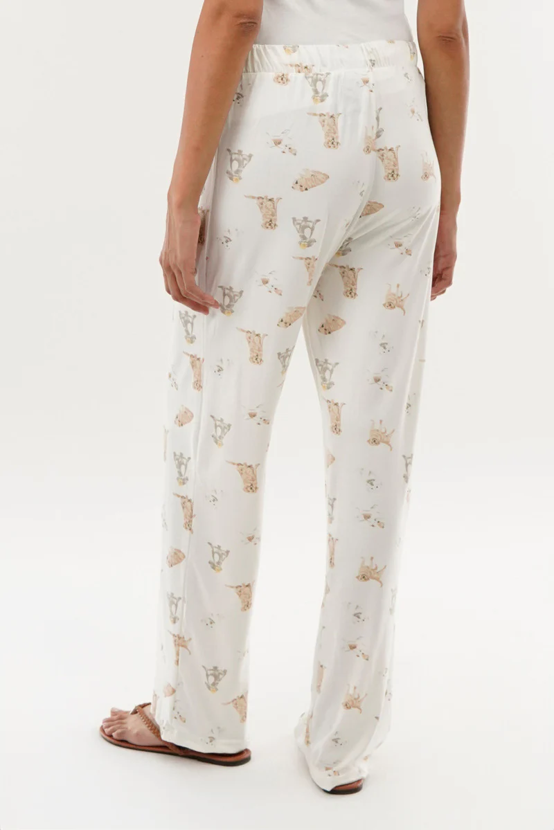 Canada Weather Gear Dog Print Wide Leg Pajama Pants - Beige - Image 3