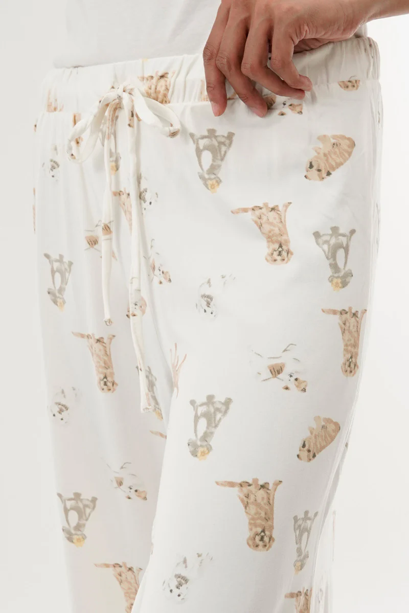 Canada Weather Gear Dog Print Wide Leg Pajama Pants - Beige - Image 4
