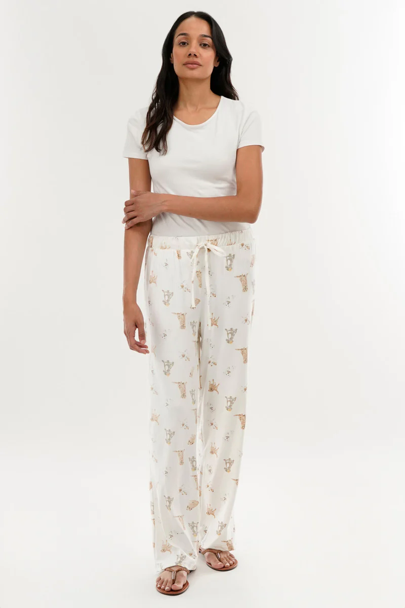Canada Weather Gear Dog Print Wide Leg Pajama Pants - Beige - Image 5