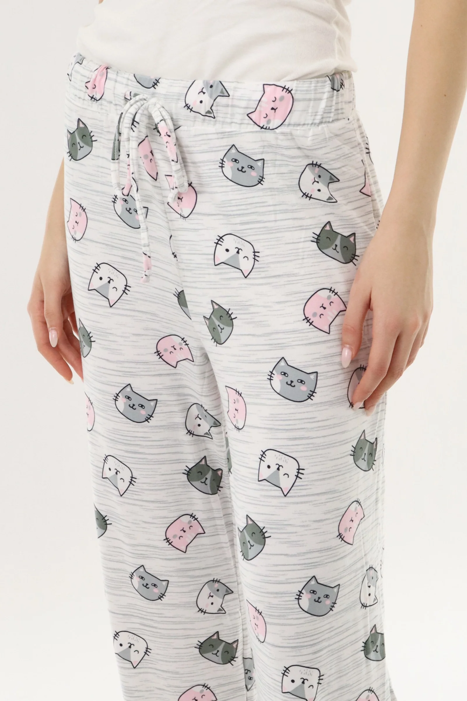 Canada Weather Gear Cat Print Long Pajama Pants - Grey - Image 4