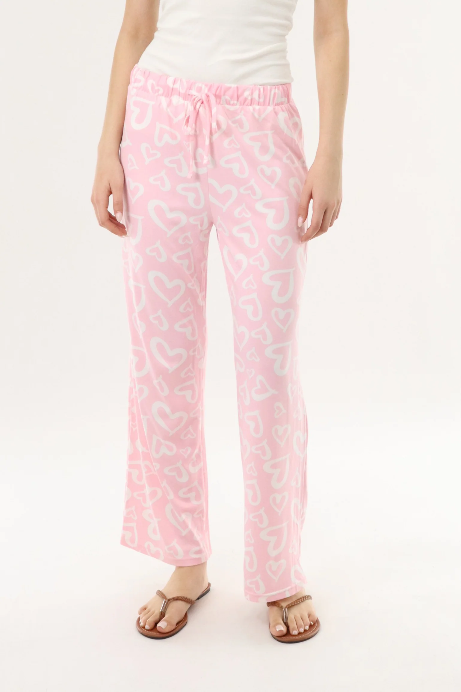 Canada Weather Gear Heart Print Long Pajama Pants - Pink