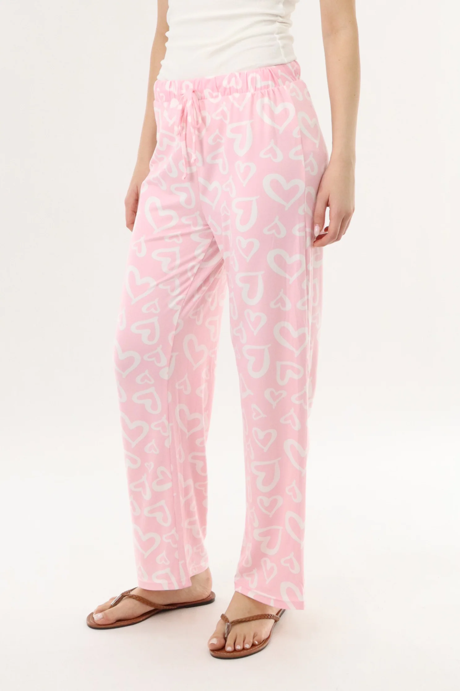 Canada Weather Gear Heart Print Long Pajama Pants - Pink - Image 2