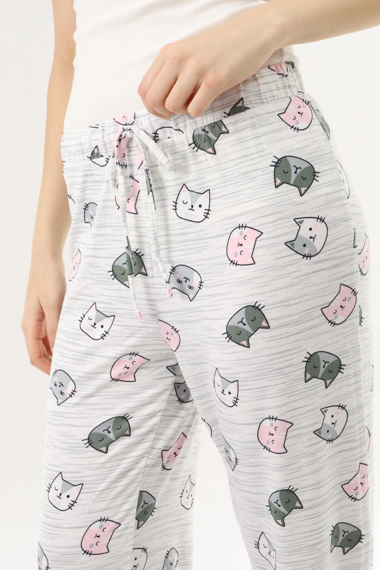 Canada Weather Gear Cat Print Long Pajama Pants - Grey - Image 4
