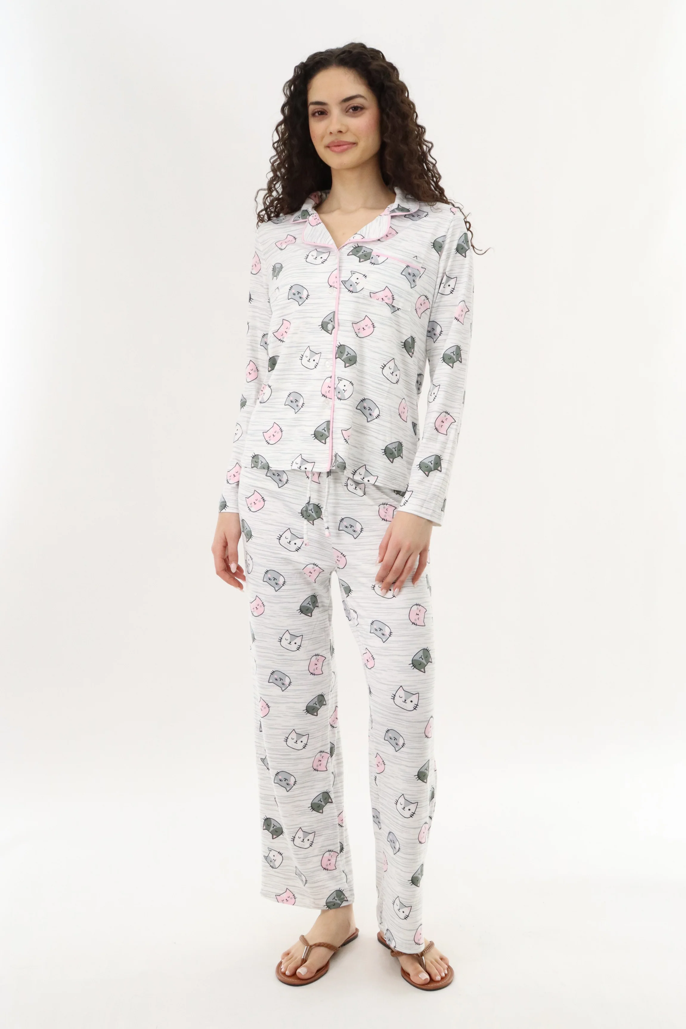 Canada Weather Gear Cat Print Long Pajama Pants - Grey - Image 5