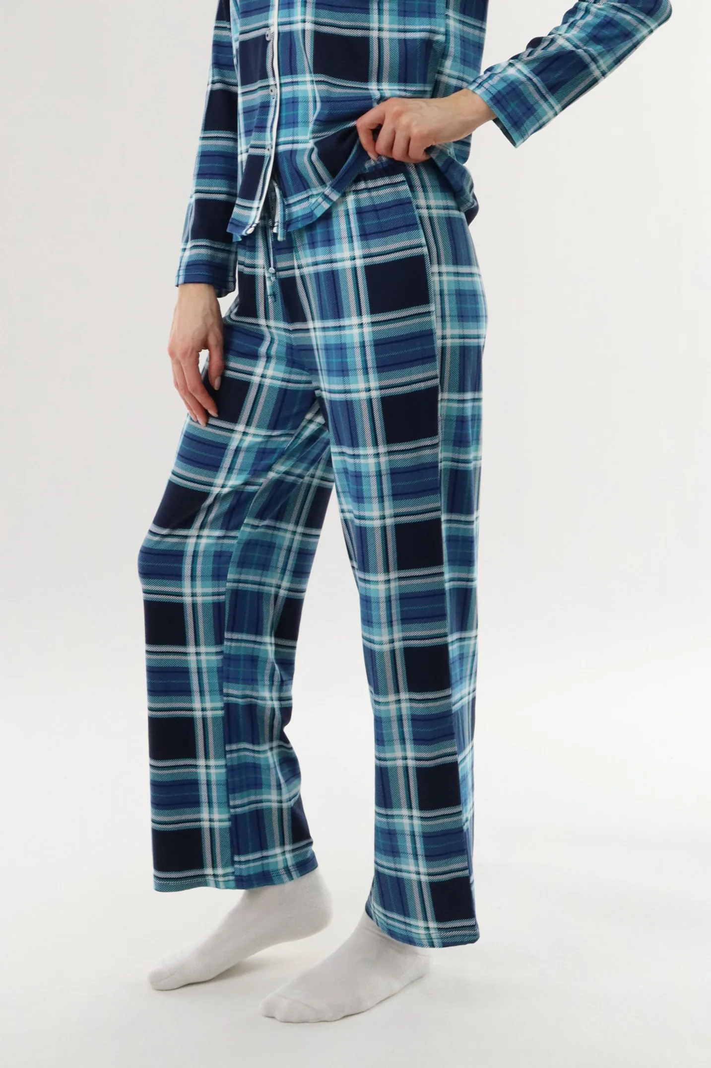 Canada Weather Gear Wide Leg Plaid Pajama Pants - Blue - Image 2