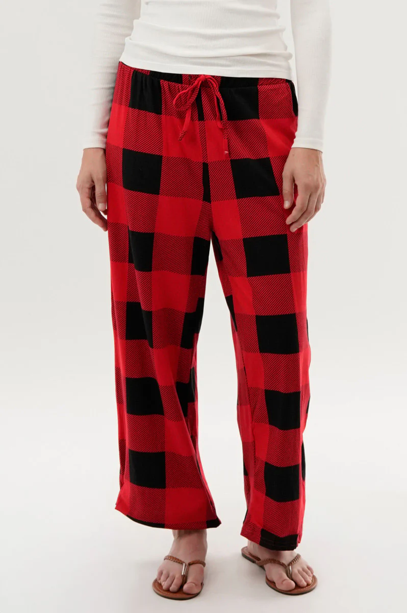 Canada Weather Gear Plaid Wide Leg Pajama Pants - Red
