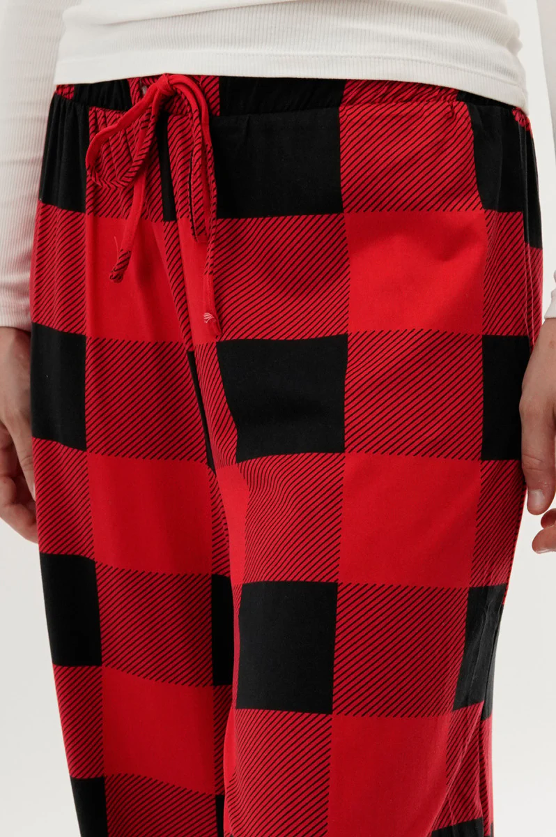 Canada Weather Gear Plaid Wide Leg Pajama Pants - Red - Image 4