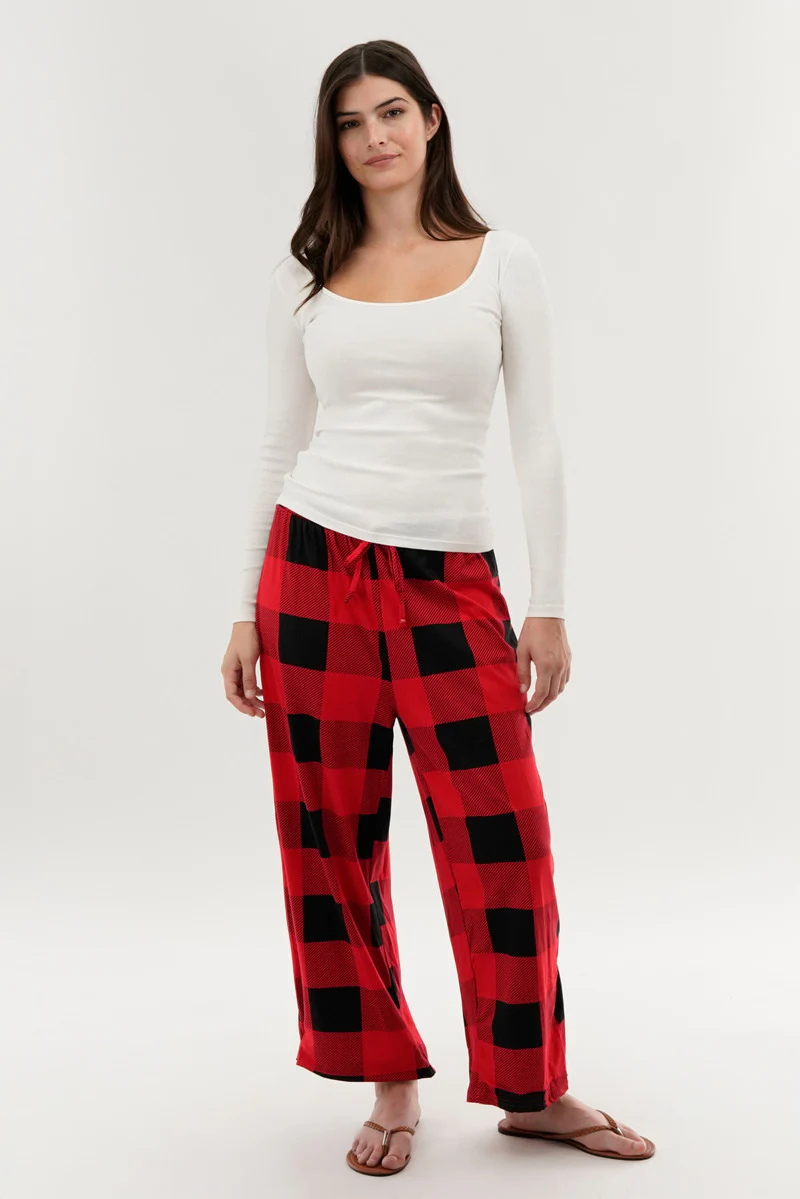 Canada Weather Gear Plaid Wide Leg Pajama Pants - Red - Image 5