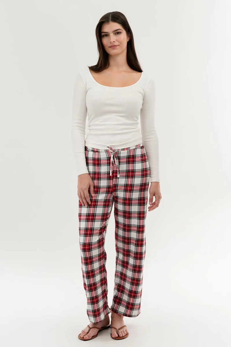 Canada Weather Gear Plaid Wide Leg Pajama Pants - White - Image 5