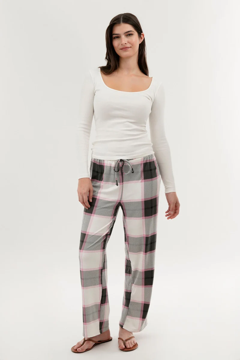 Canada Weather Gear Plaid Wide Leg Pajama Pants - White - Image 5