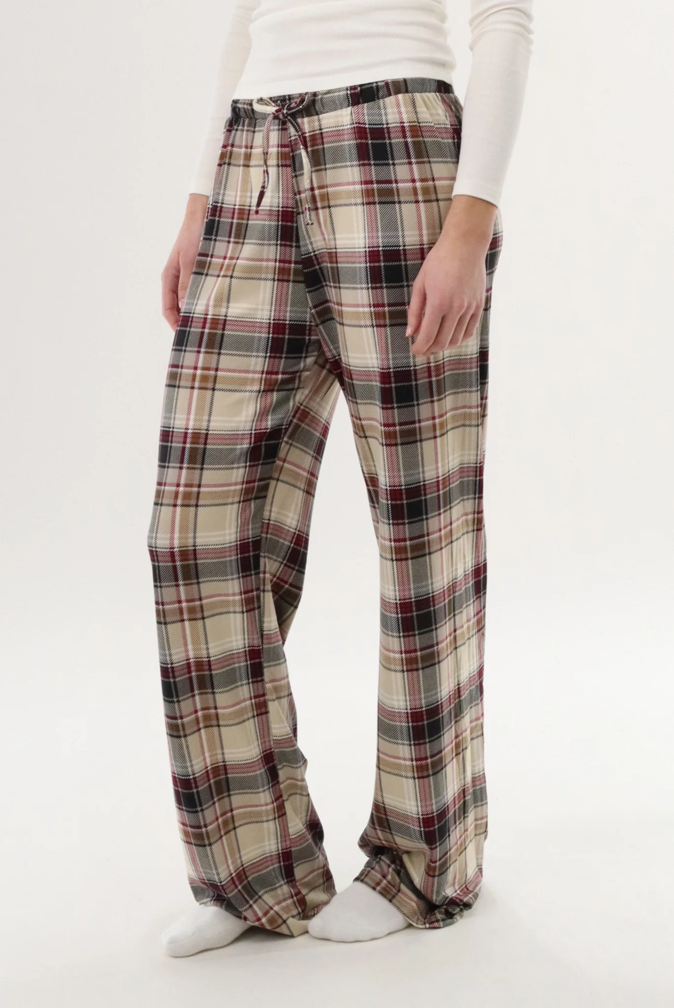 Canada Weather Gear Wide Leg Plaid Pajama Pants - Beige - Image 2