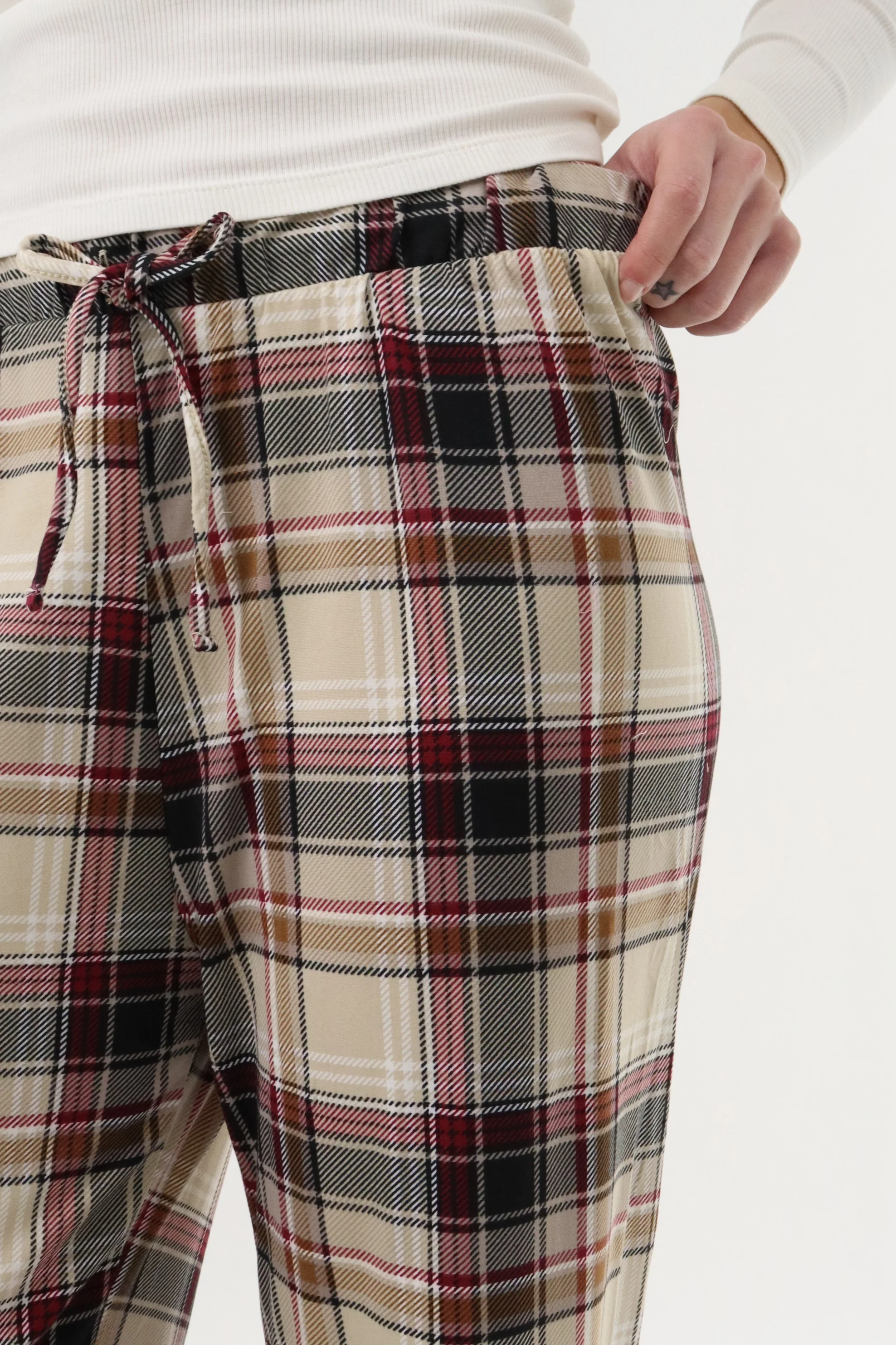 Canada Weather Gear Wide Leg Plaid Pajama Pants - Beige - Image 4