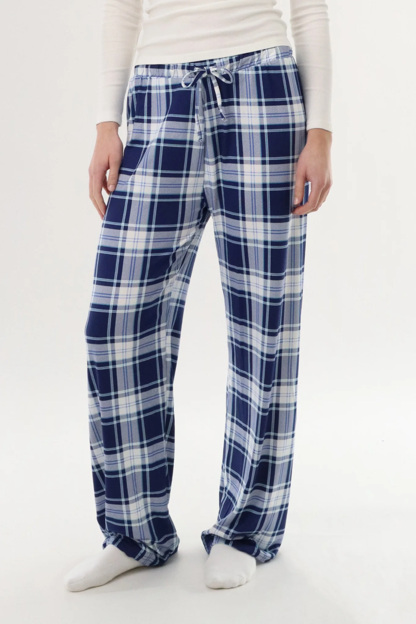 Canada Weather Gear Wide Leg Plaid Pajama Pants - Navy