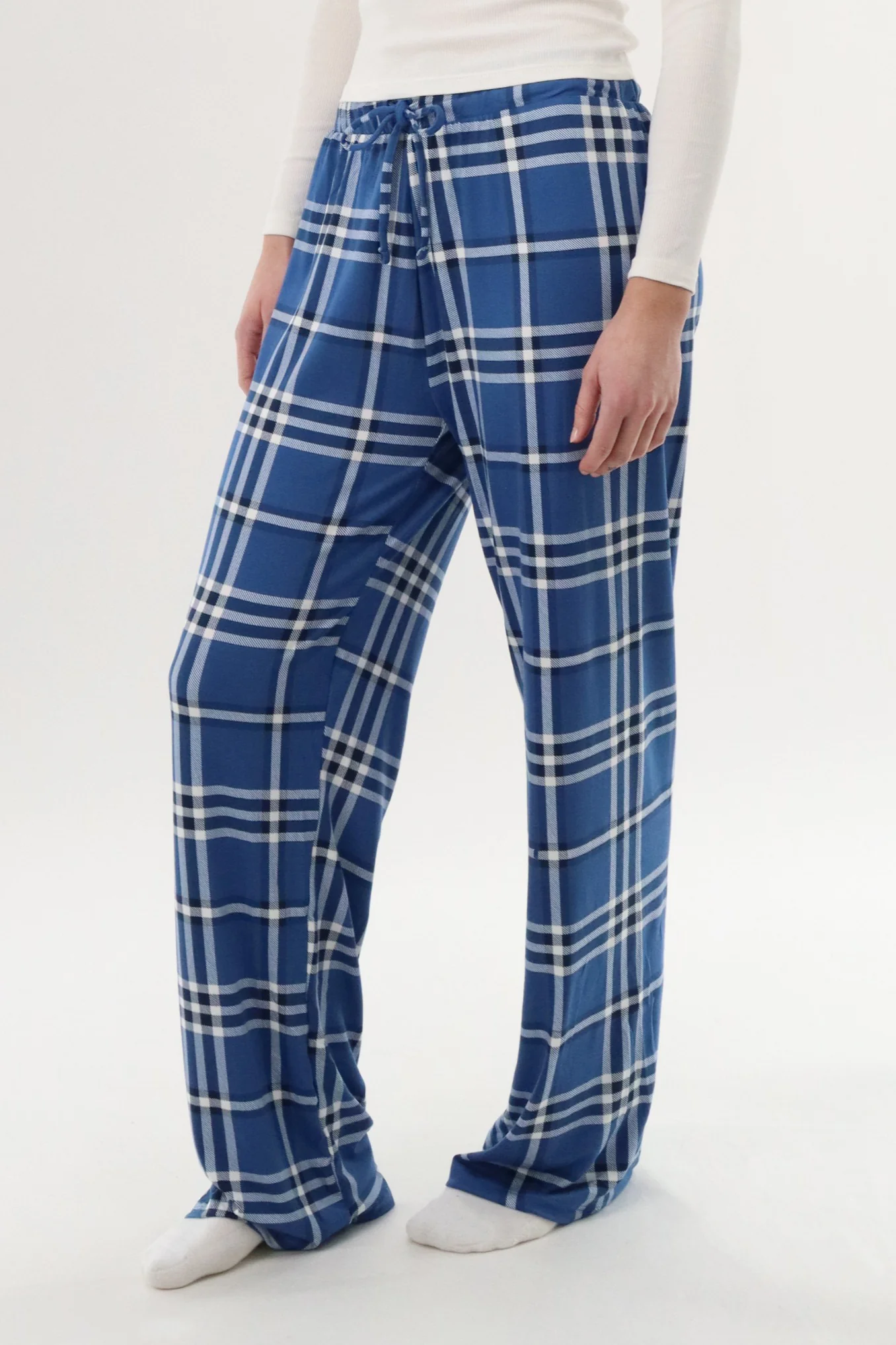 Canada Weather Gear Wide Leg Plaid Pajama Pants - Blue - Image 2