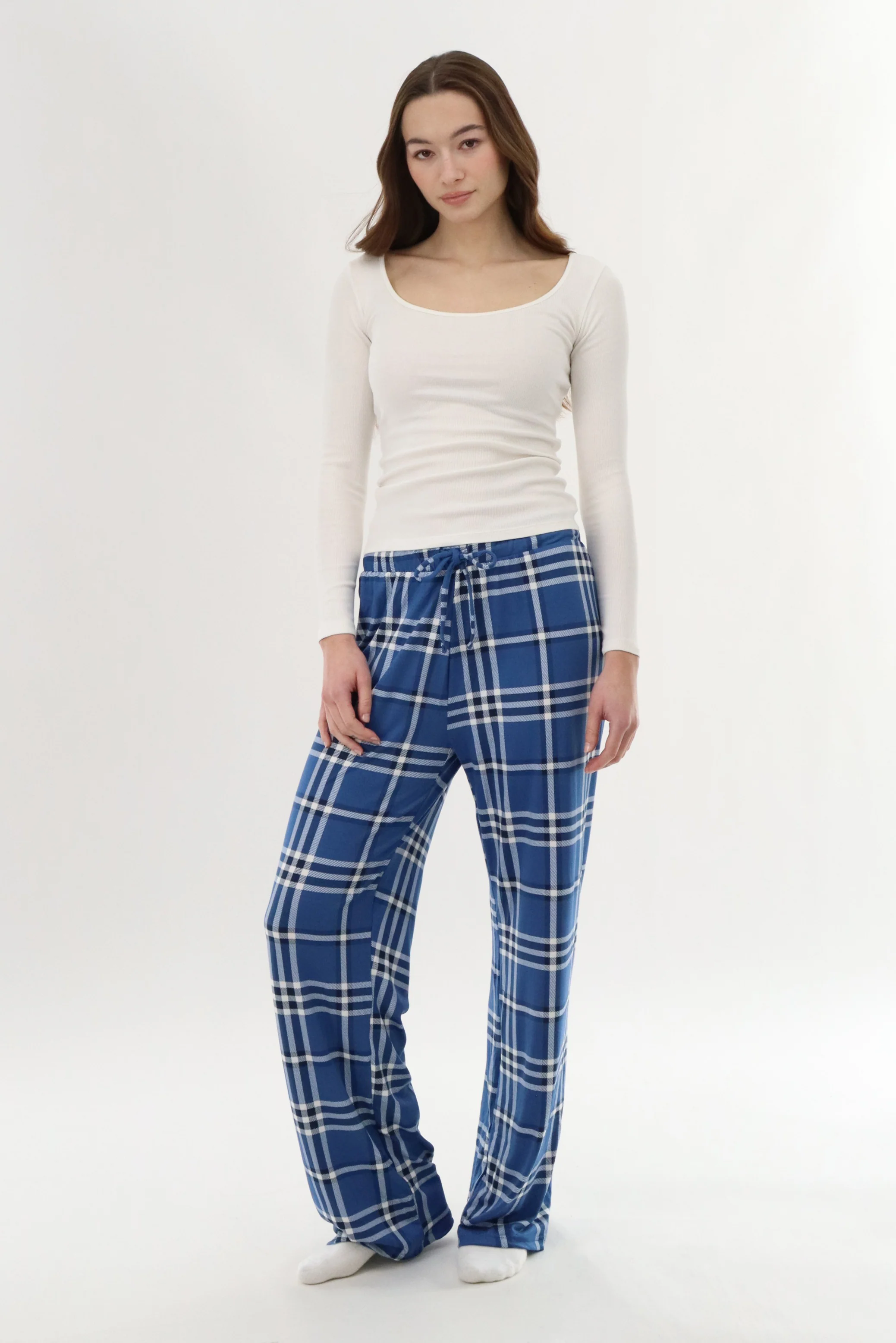 Canada Weather Gear Wide Leg Plaid Pajama Pants - Blue - Image 5